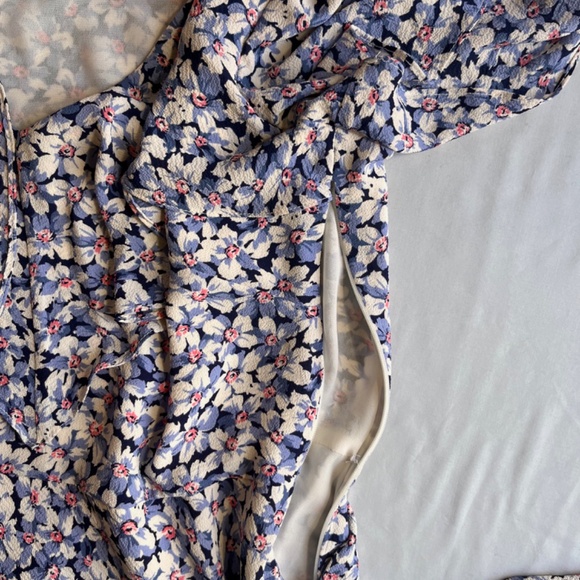 RALPH LAUREN Black Label Floral v-neck Midi Dress Blue/Multi Size 8 - Picture 7 of 9